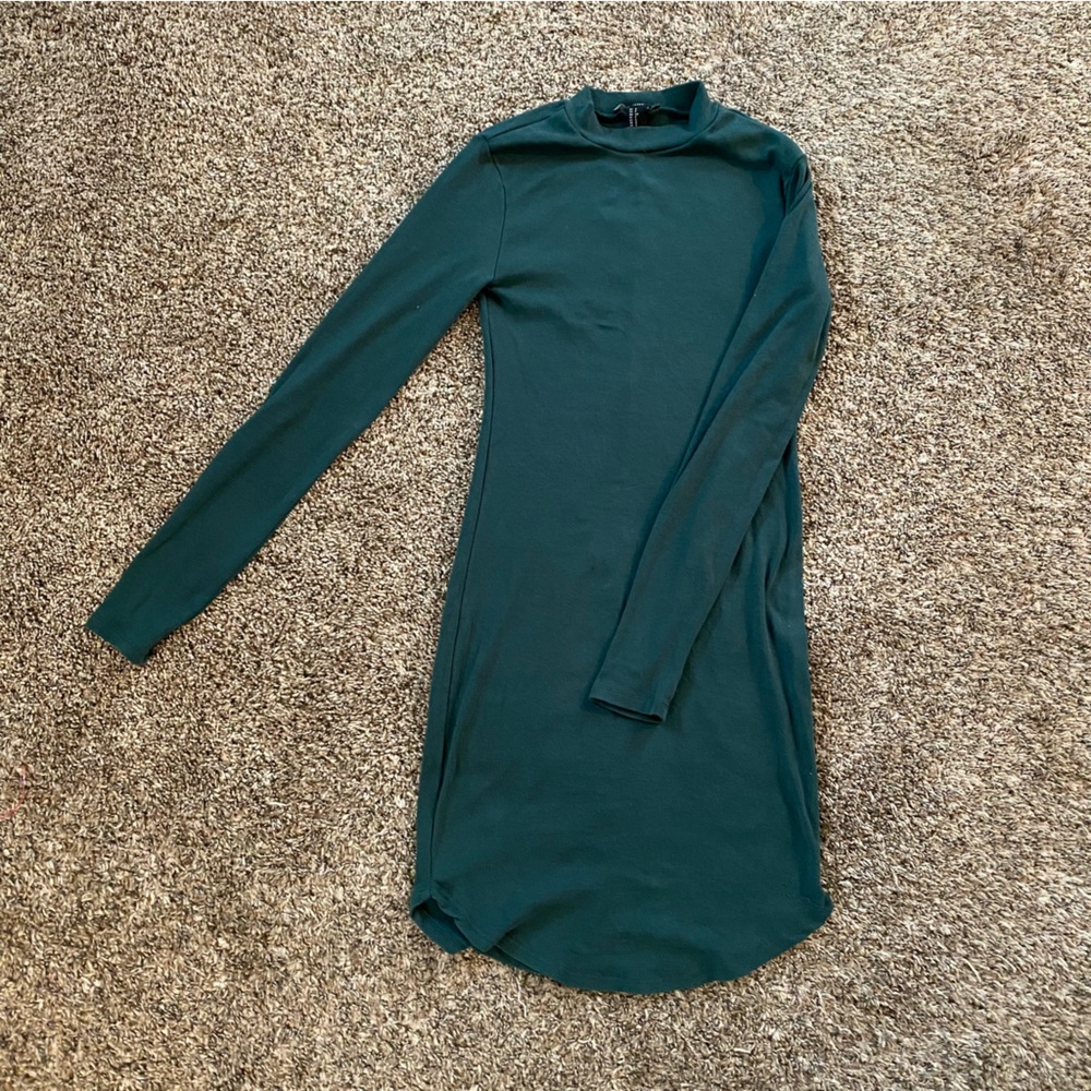 Hunter green mock neck dress
